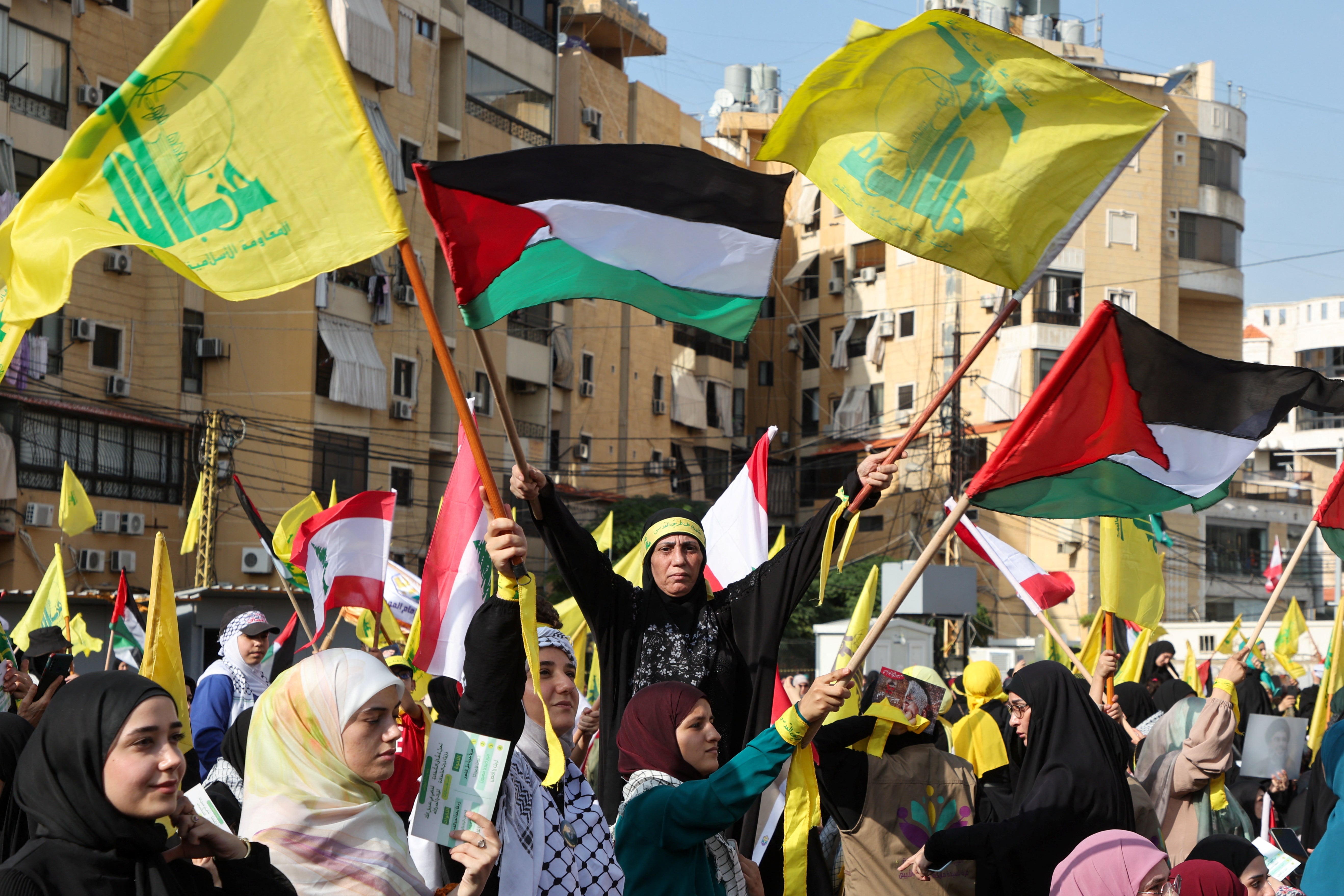 <p>Hezbollah supporters in Beirut</p>