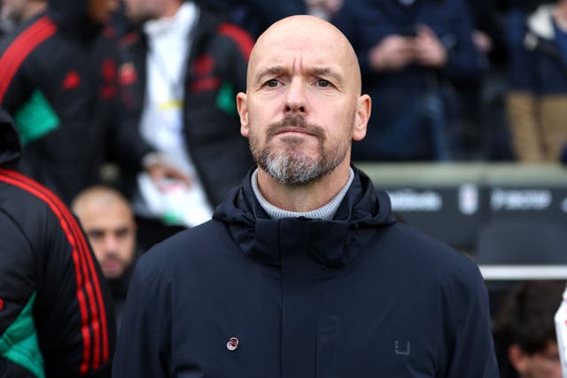 Manchester United manager Erik ten Hag hailed his side’s spirit after Bruno Fernandes’ late winner at Fulham (Kieran Cleves/PA).