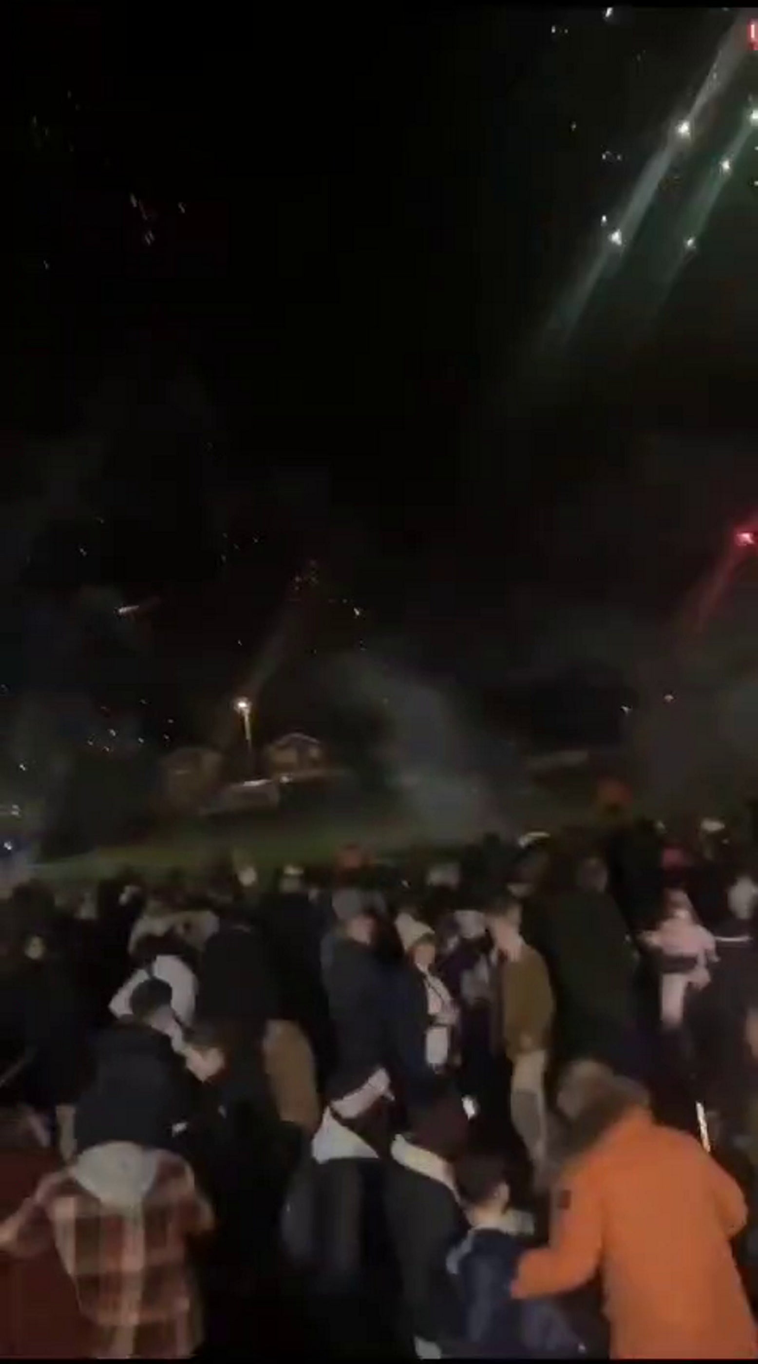 Revellers were head screaming after a firework appeard to explode in crowd