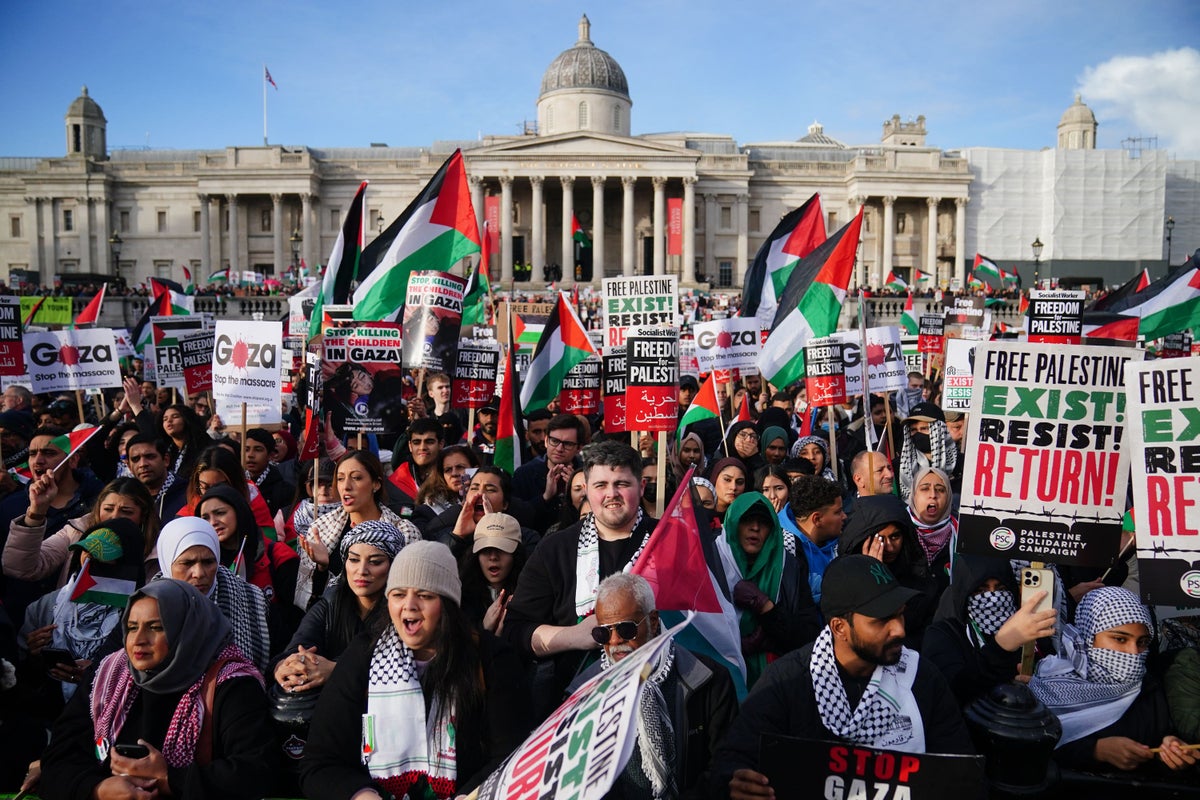 Arrests made after thousands gather in Trafalgar Square in support of Palestine
