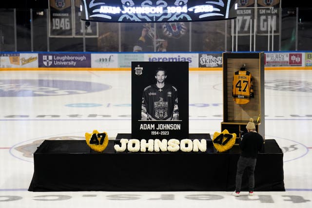 Adam Johnson died after an accident during a Challenge Cup match with Sheffield Steelers (Zac Goodwin/PA)
