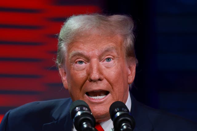 <p>Republican presidential candidate former U.S. President Donald Trump speaks during the Florida Freedom Summit at the Gaylord Palms Resort on November 04, 2023 in Kissimmee, Florida</p>