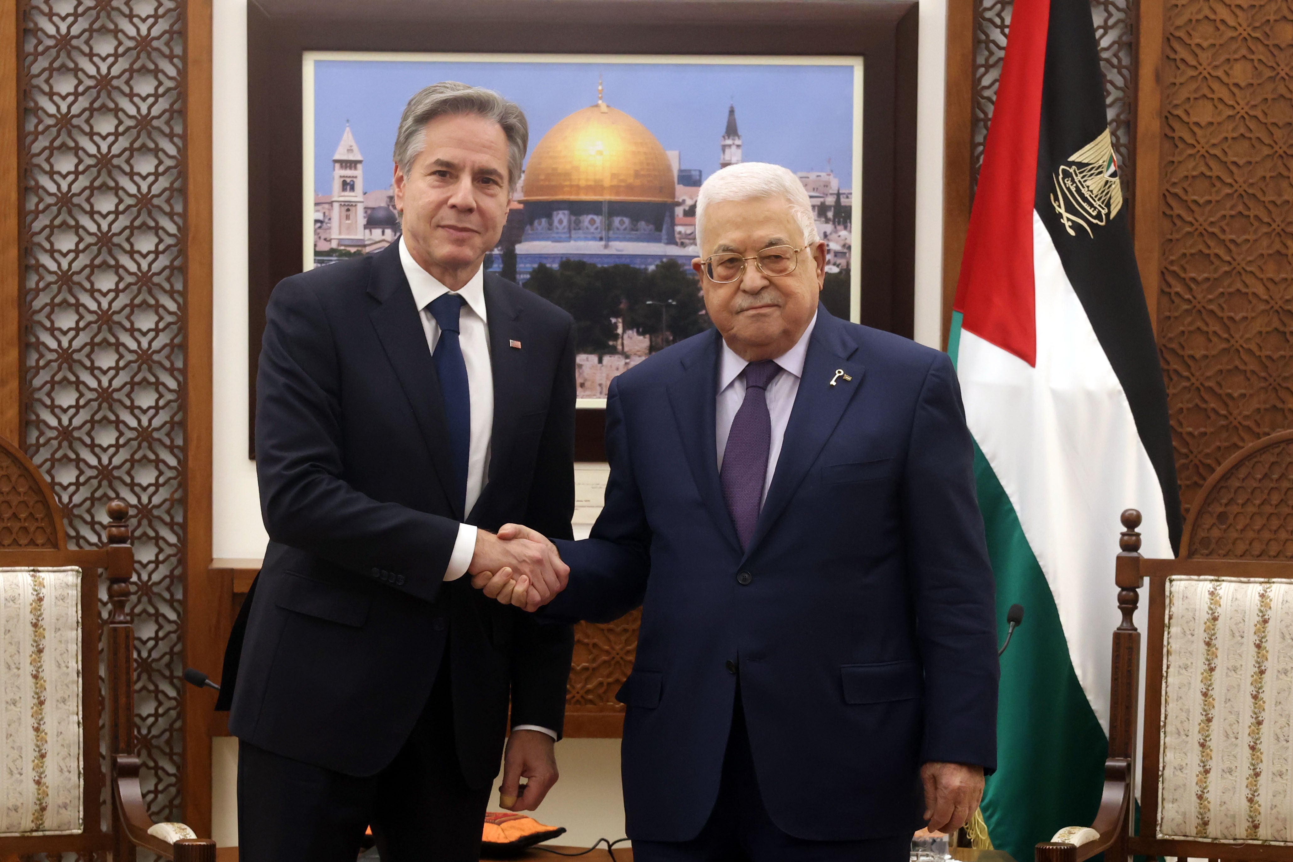 US diplomat Antony Blinken meets with Palestinian Authority leader Mahmoud Abbas