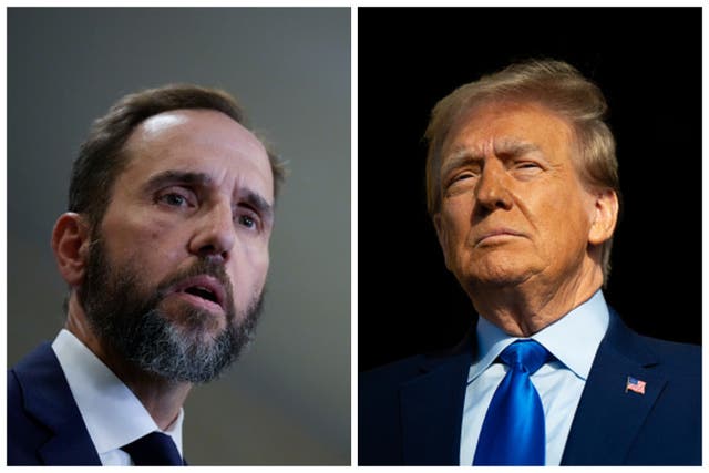 <p>Former president Donald Trump (right) has asked special counsel Jack Smith (left) to keep his responses brief in a recent filing to a federal judge in Washington DC </p>