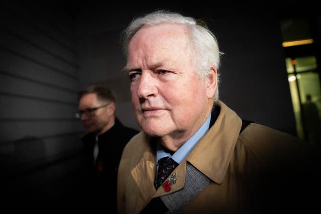 Conservative MP Bob Stewart leaves Westminster Magistrates’ Court (James MAnning/PA)