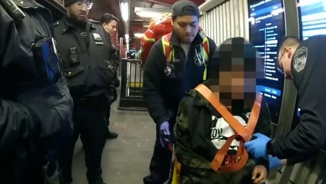 <p>Man falls onto subway tracks seconds before train arrives.</p>