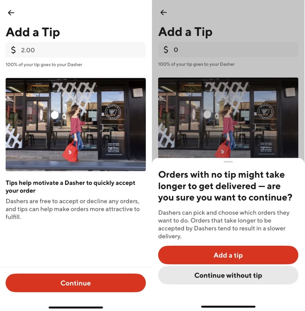 DoorDash will issue warnings to customers who do not tip