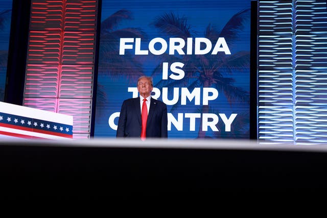 <p>Donald Trump speaks at the Florida Freedom Summit over the weekend</p>