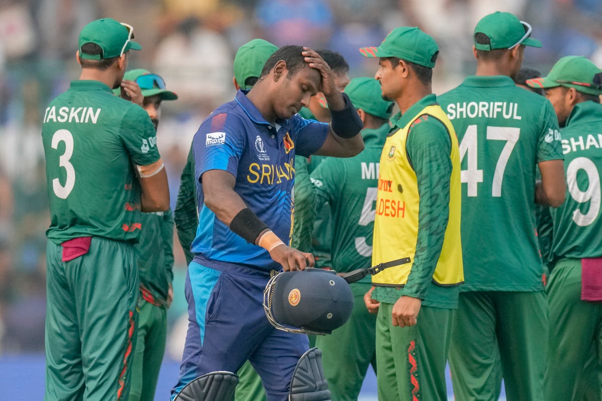 Cricket fans and pundits divided by controversial Angelo Mathews dismissal: &lsquo;This is pathetic&rsquo;