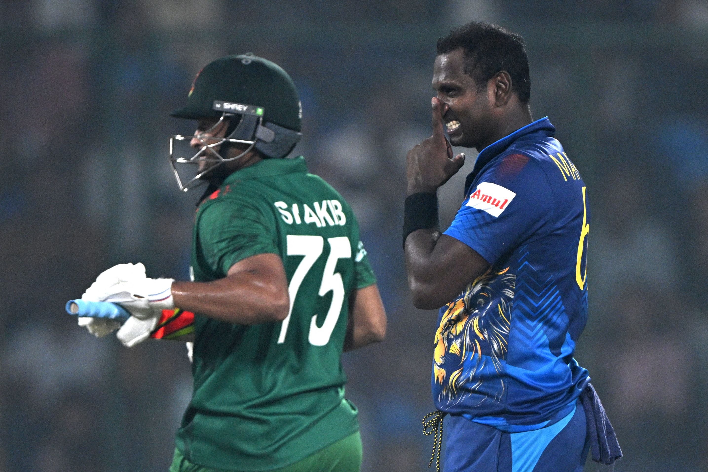 Mathews and Shakib Al Hasan exchanged words in the post match interviews about the controversial incident
