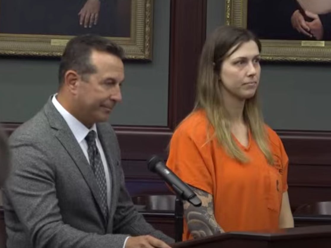 Shanna Gardner, right, who is accused of orchestrating the murder of her ex-husband, Jared Bridegan, appears at a court hearing with her attorney, Jose Baez, left