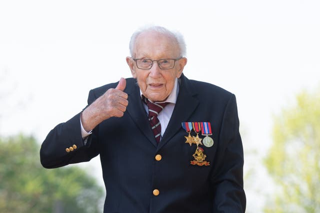 <p>Captain Sir Tom Moore rose to fame when he raised money for the NHS by walking laps of his garden (Joe Giddens/PA)</p>