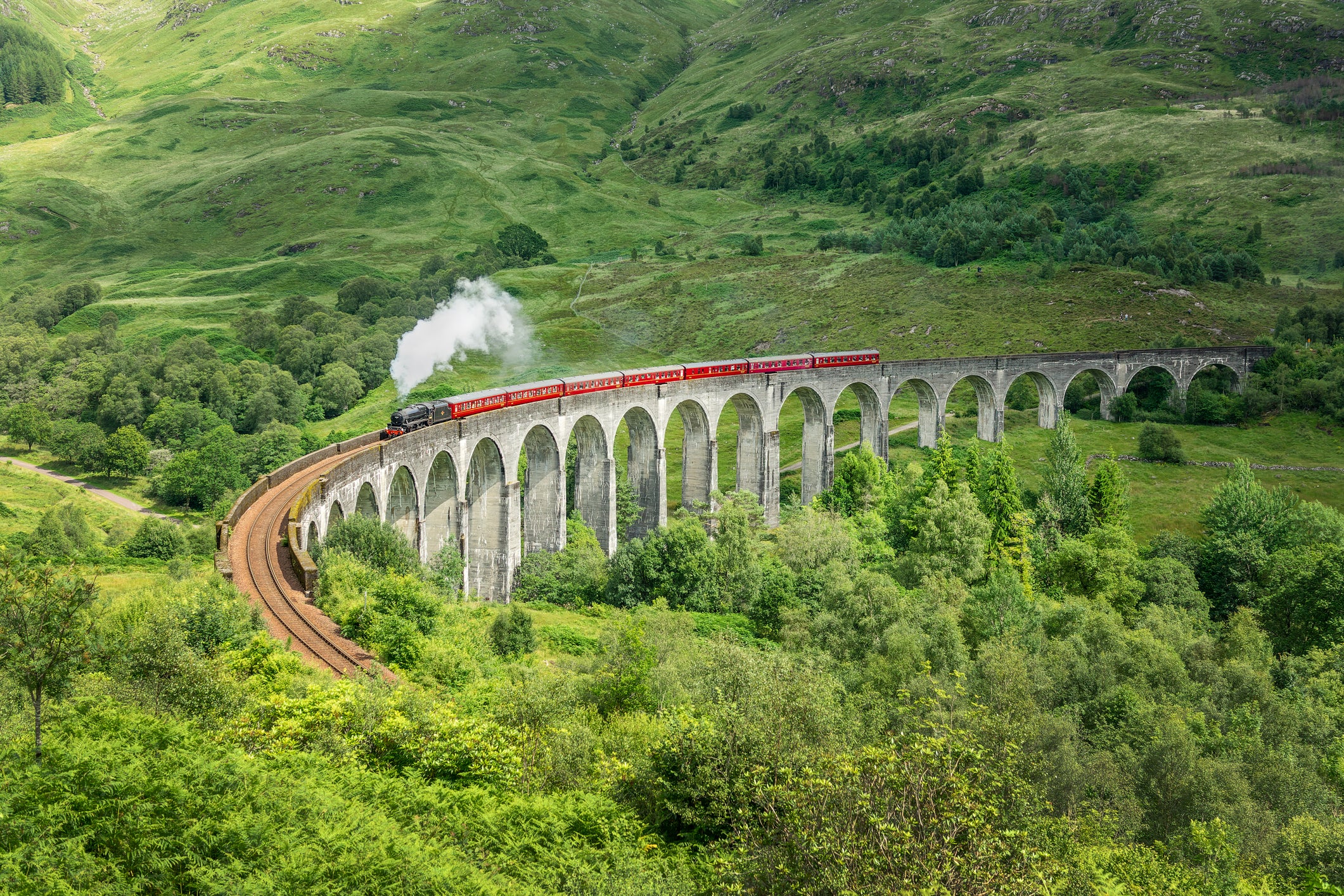 The Jacobite steam train also runs on the West Highland Line