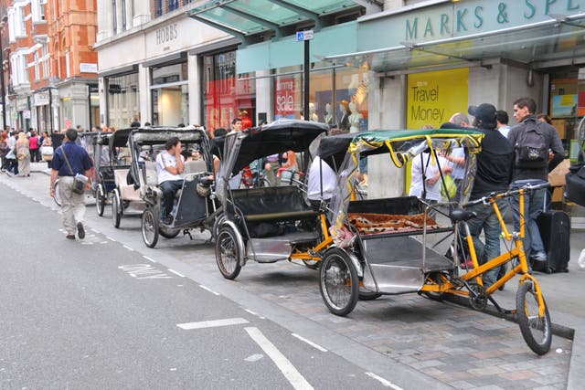 A crackdown on rogue pedicab operators in London has been announced in the King’s Speech (Alamy/PA)