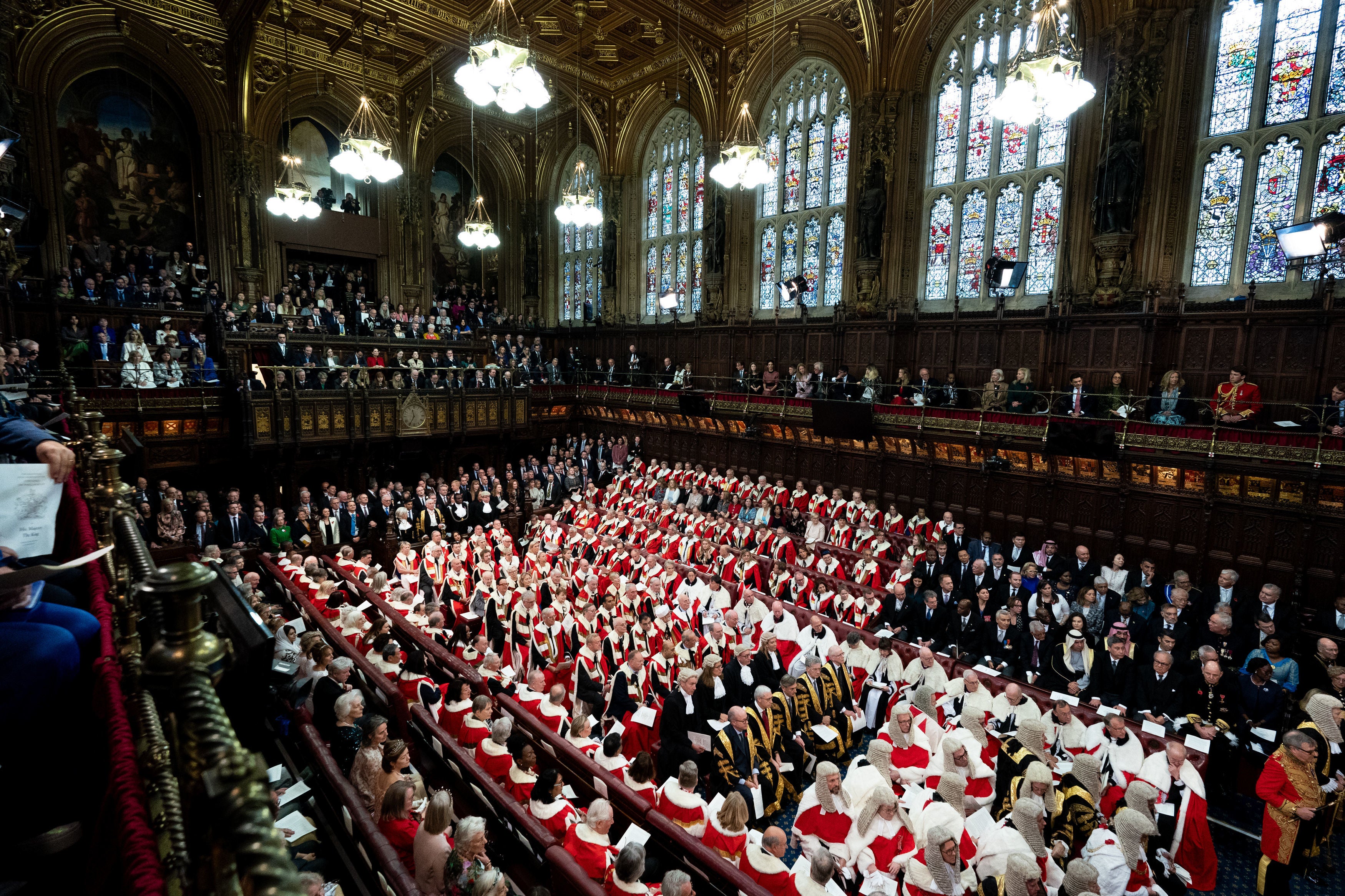 The Conservatives form the largest bloc in the Lords but without an overall majority