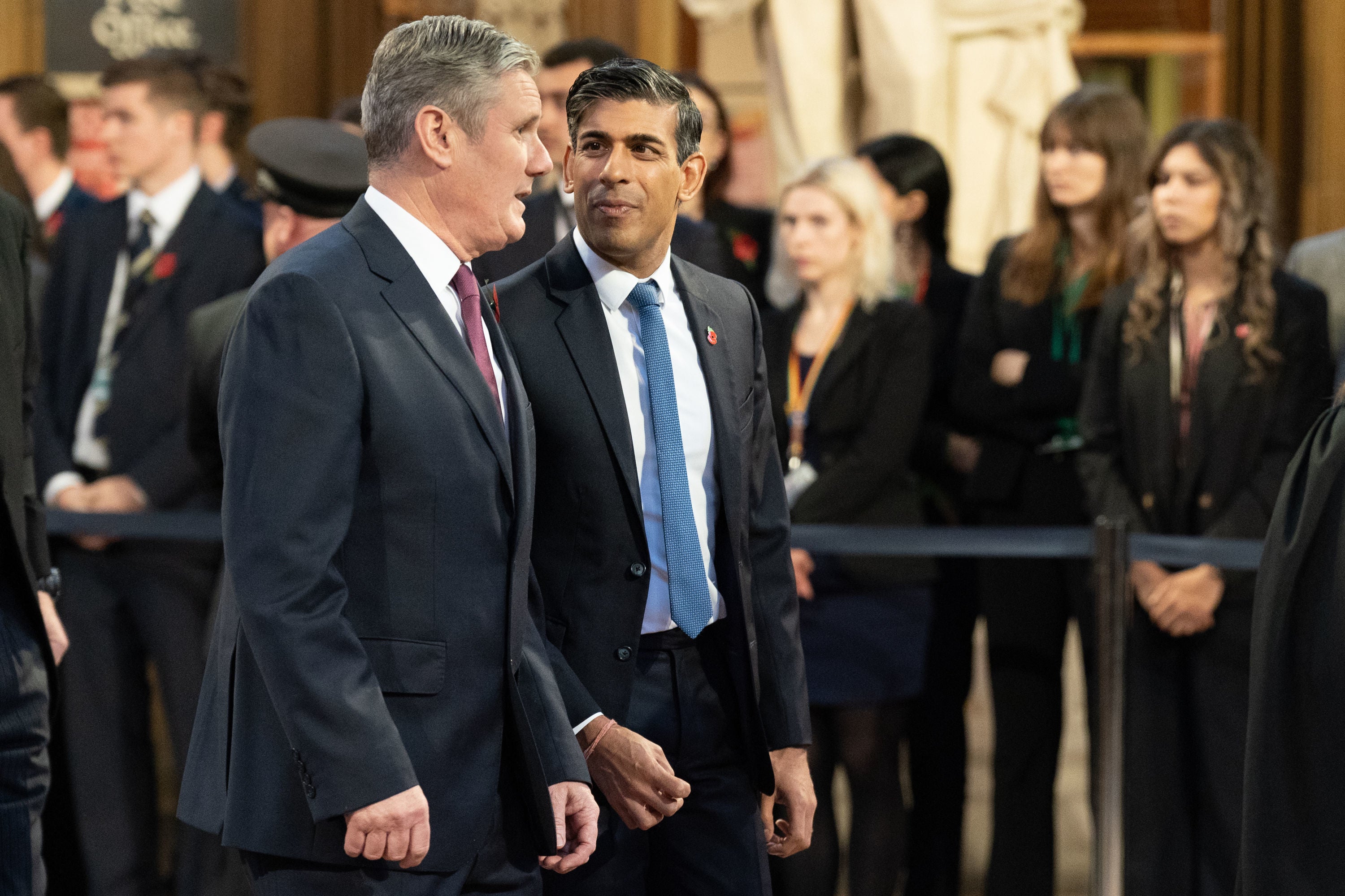 Keir Starmer with the prime minister, Rishi Sunak, ahead of the King’s Speech