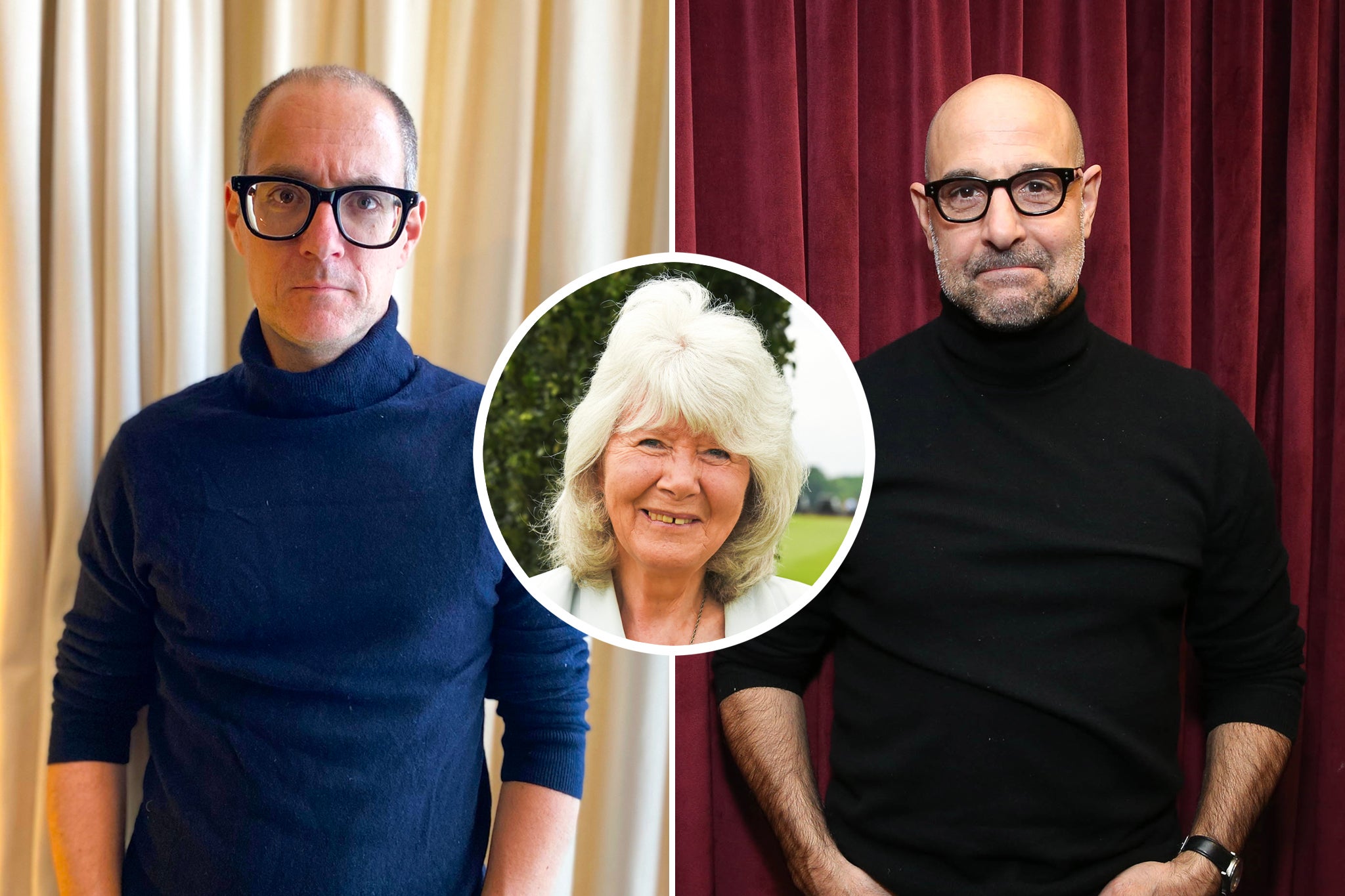 Author Jilly Cooper, centre, has bemoaned the masculinity of modern men such as Stanley Tucci, right. In the case for the defence, Tucci lookalike Harry Wallop begs to differ