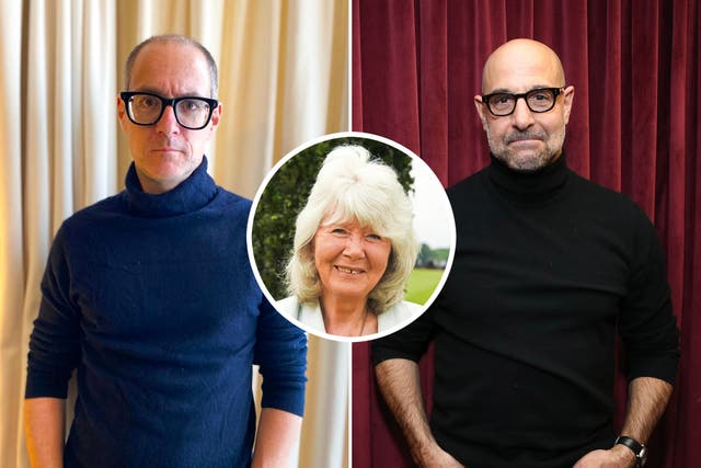<p>Author Jilly Cooper, centre, has bemoaned the masculinity of modern men such as Stanley Tucci, right. In the case for the defence, Tucci lookalike Harry Wallop begs to differ </p>