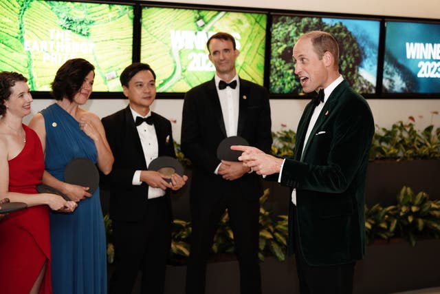 The Prince of Wales with the winners at the 2023 Earthshot Prize awards ceremony (Jordan Pettitt/PA)