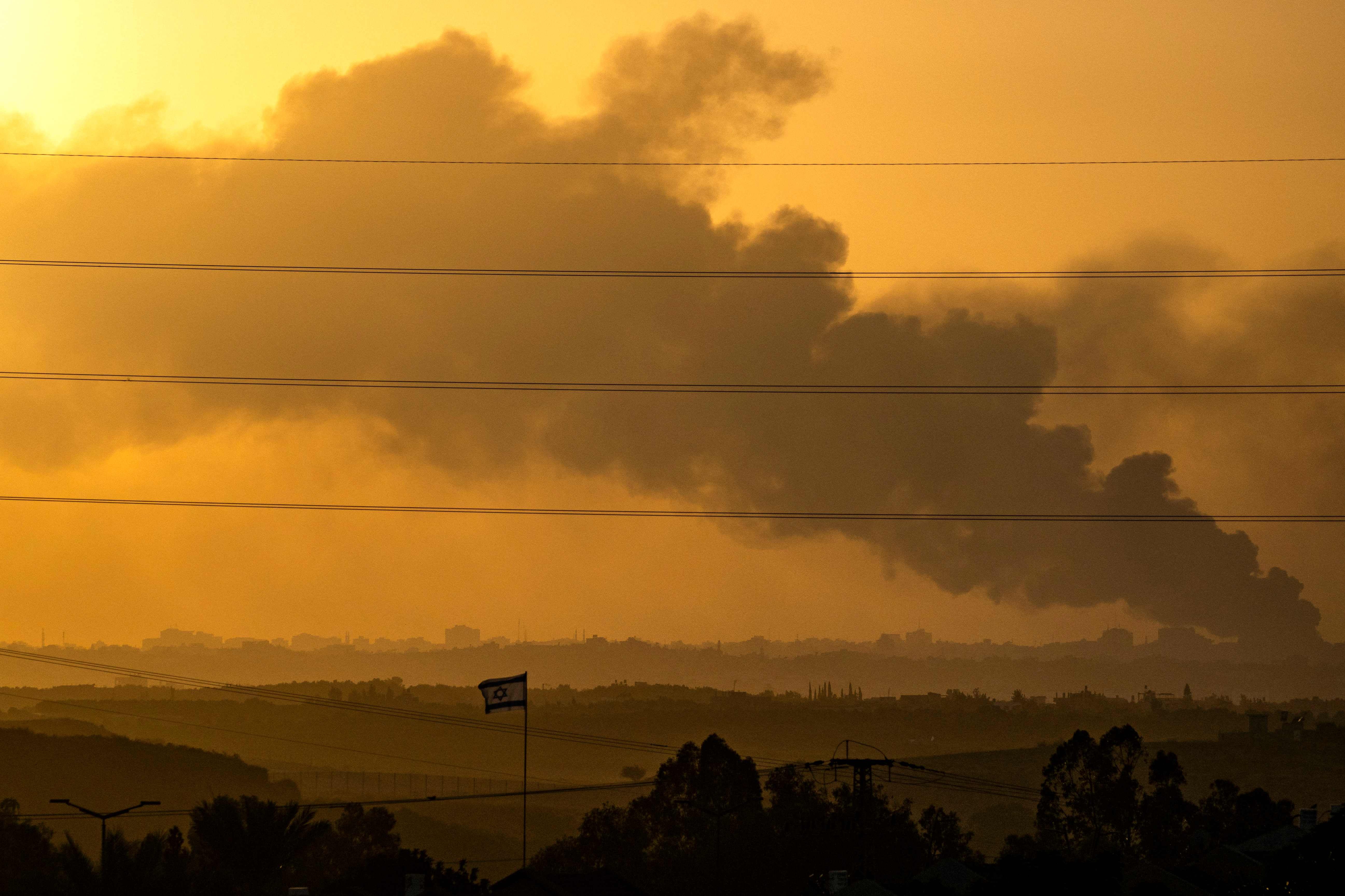 Smoke rises from northern Gaza in a picture taken from southern Israel