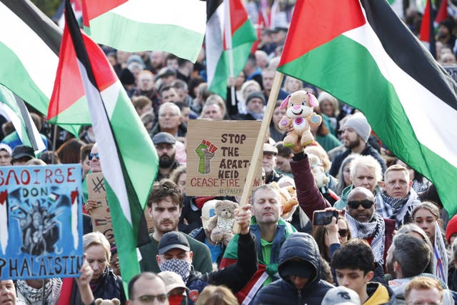 A pro-Palestinian protest outside the US Consulate in Belfast (Peter Morrison/PA)