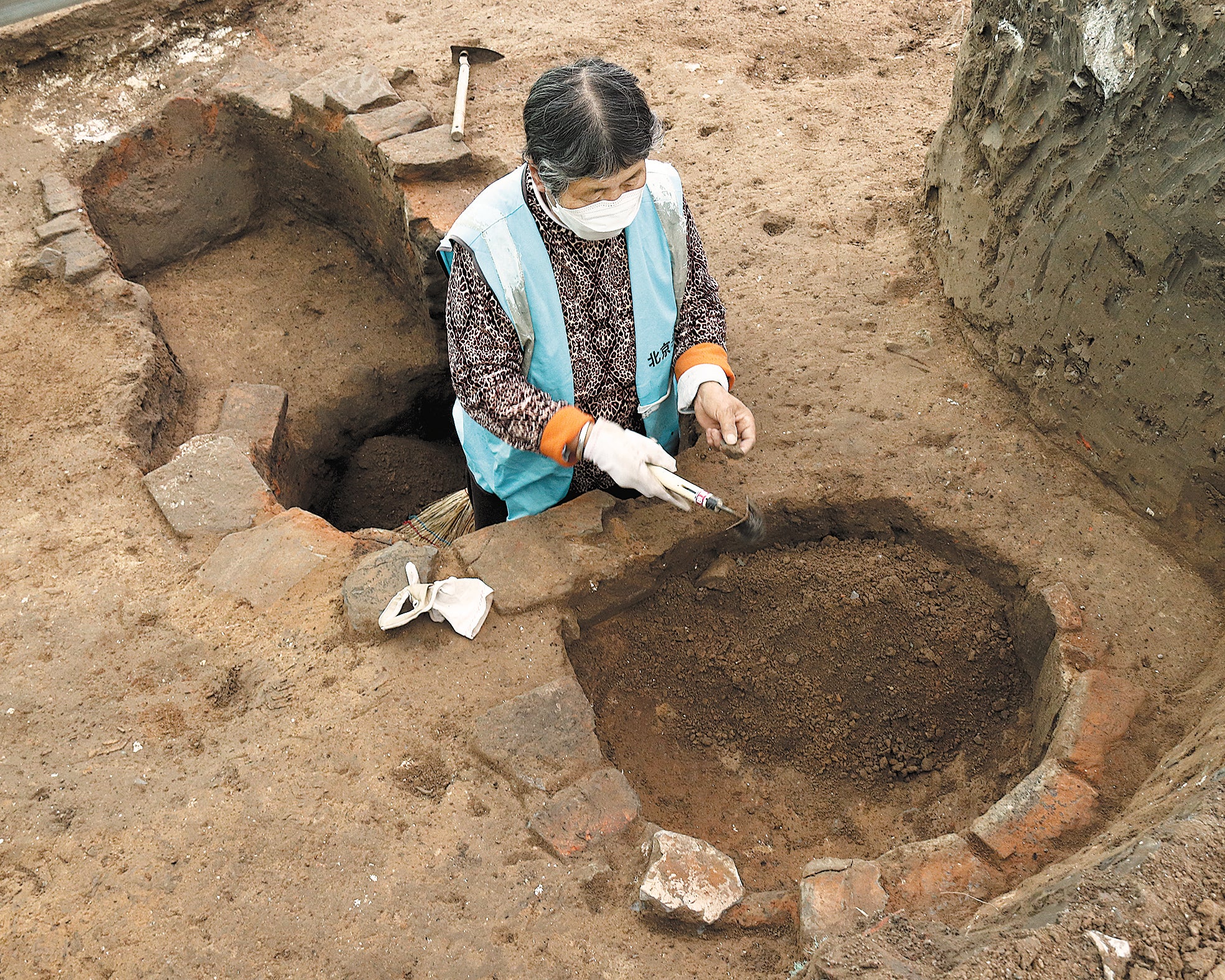 A technician works on excavation at the Zhongdu site of the Jin Dynasty (1115-1234) in Beijing
