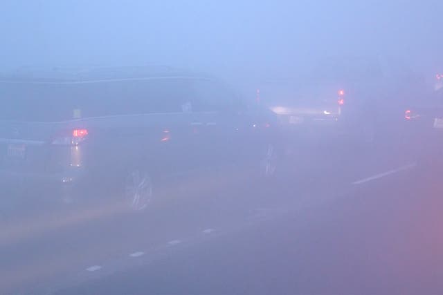 <p>Traffic is at a standstill as a mixture of smoke and fog, known as "super fog" closed Interstate 10 in Louisiana on Tuesday, Nov. 7, 2023.</p>