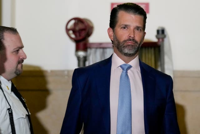 <p>Donald Trump Jr arrives at New York Supreme Court to testify on 2 November </p>