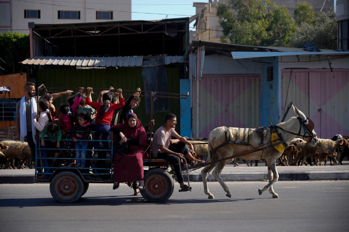 Growing numbers of Palestinians flee on foot as Israel says its troops are battling inside Gaza City