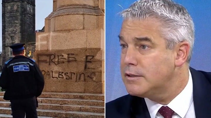 <p>Rochdale Cenotaph ‘Free Palestine’ graffiti is ‘outrageous’, says Steve Barclay.</p>