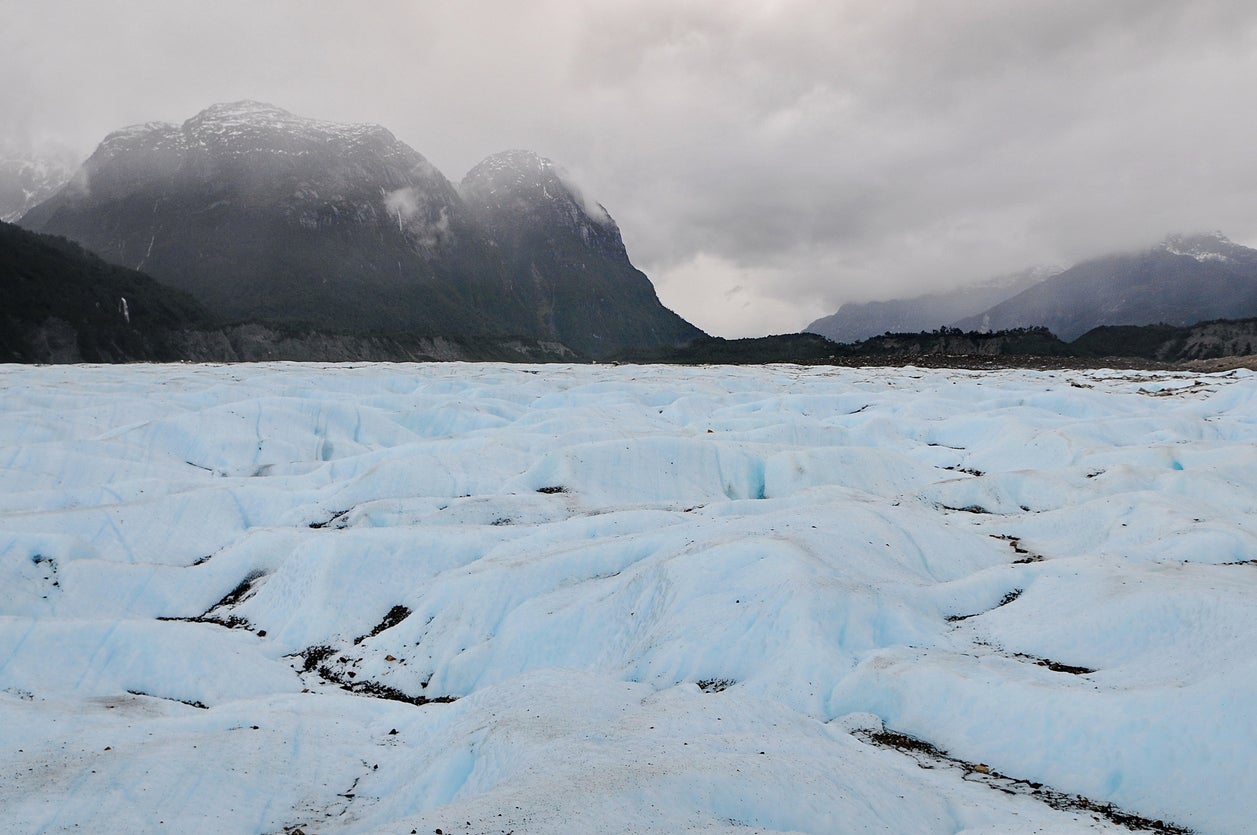 A large chunk of ice fell off the glacier in early October