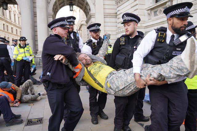 Just Stop Oil staged slow marches on Whitehall on Monday (Lucy North/PA)