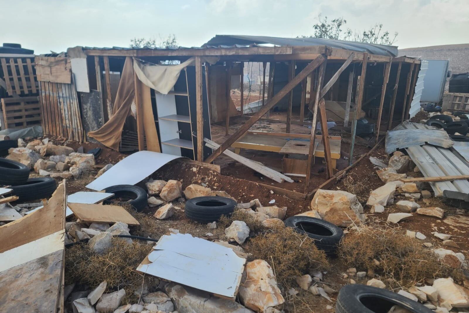 Wrecked Bedouin homes in the West Bank
