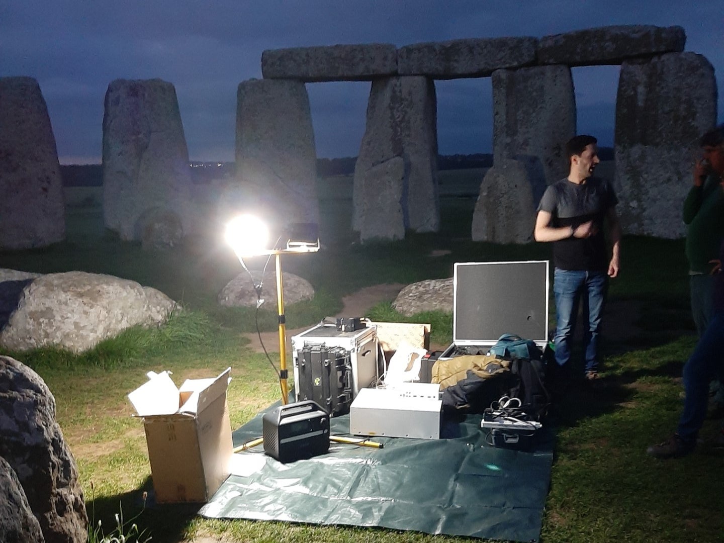 The team from Aberystwyth University carrying out new analysis of the Altar Stone, finding it did not come from south Wales