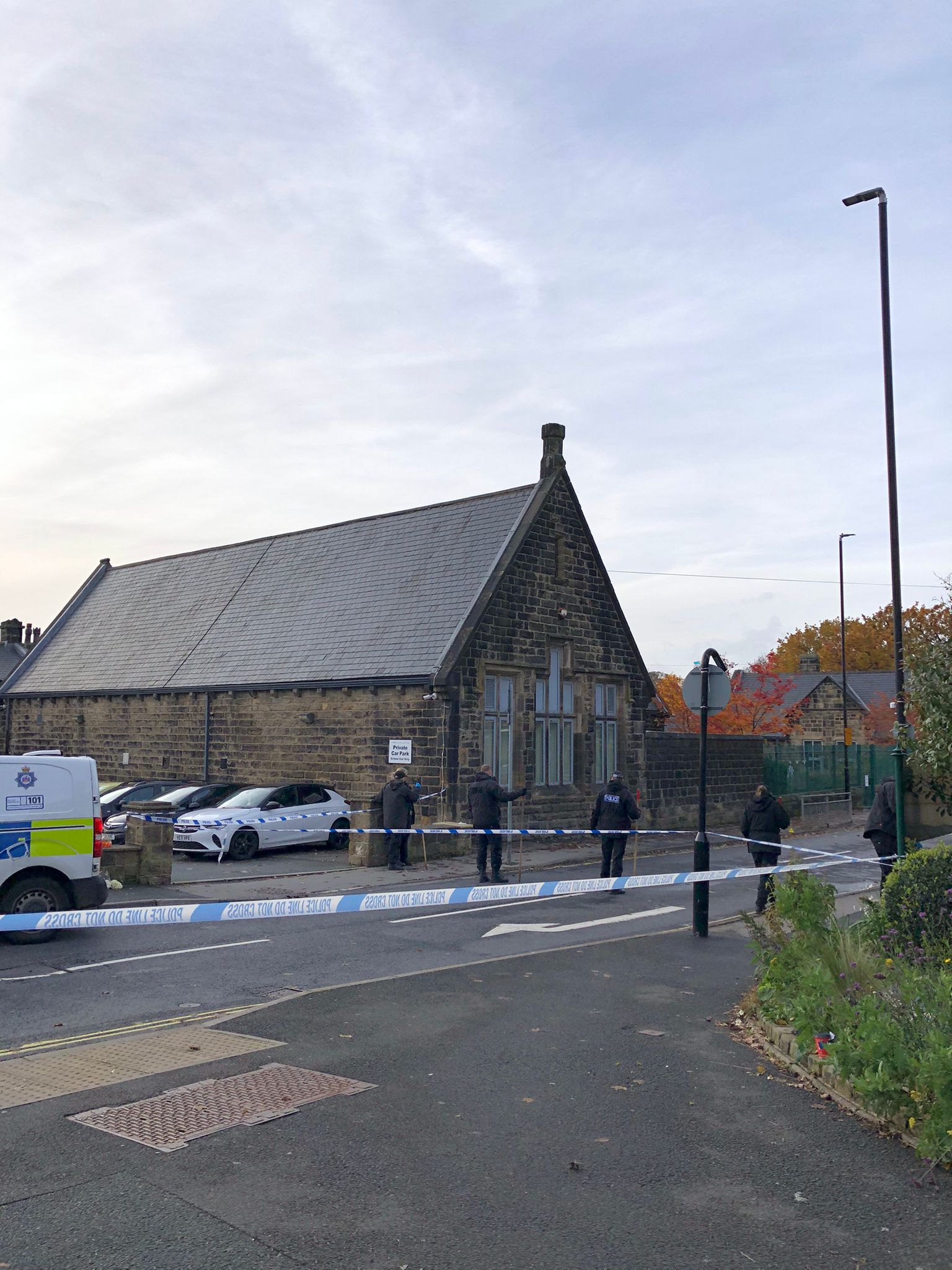 A police cordon was still in place outside the school where the stabbing took place