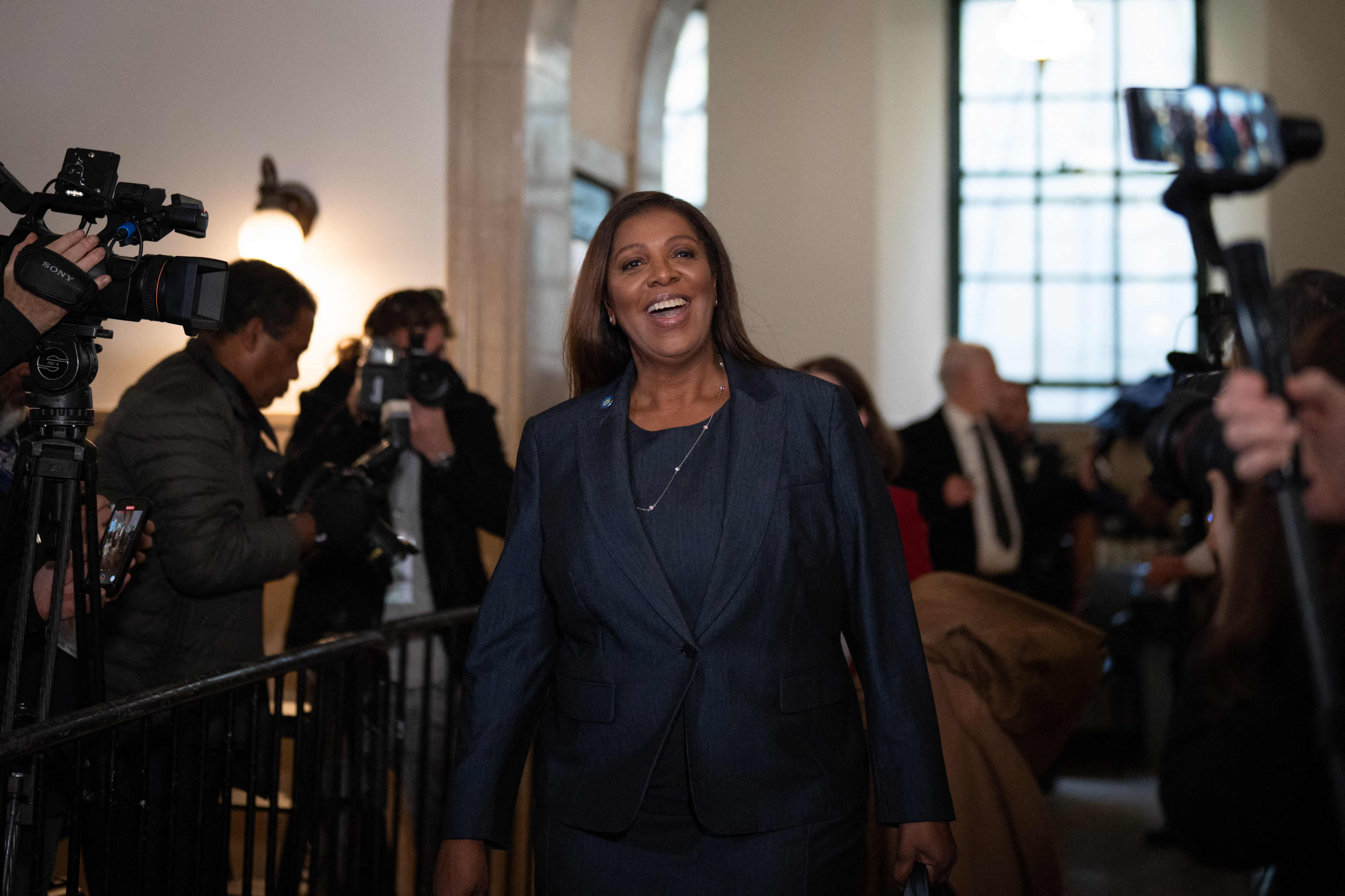 New York attorney general Letitia James walks into the courtroom to hear Ivanka Trump’s testimony