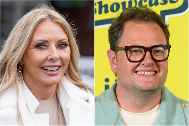 <p>Carol Vorderman and Alan Carr</p>