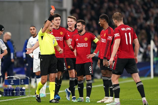 Marcus Rashford’s red card led to Manchester United’s downfall (Zac Goodwin/PA)