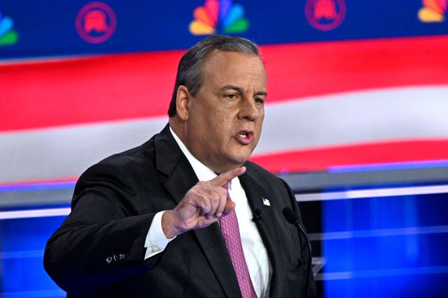 <p>Former Governor of New Jersey Chris Christie speaks during the third Republican presidential primary debate</p>