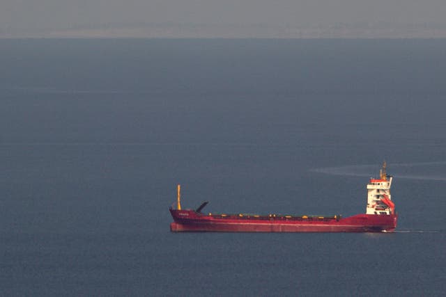 <p>A bulk carrier floats to collect grain from one of the ports of Odesa region amid the Russian invasion of Ukraine </p>