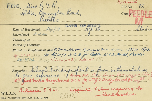 An index card with details about Betty Reid is among those digitised (Crown Copyright/NRS/PA)