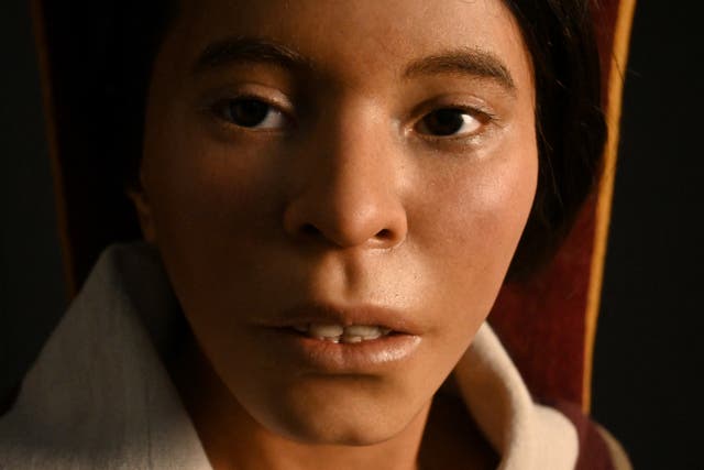 <p>The face, reconstructed using three-dimensional technology, of a girl who was sacrificed over 500 years ago and whose frozen body was discovered in 1995, is pictured at the Catholic University of Santa Maria, in Arequipa, Peru</p>