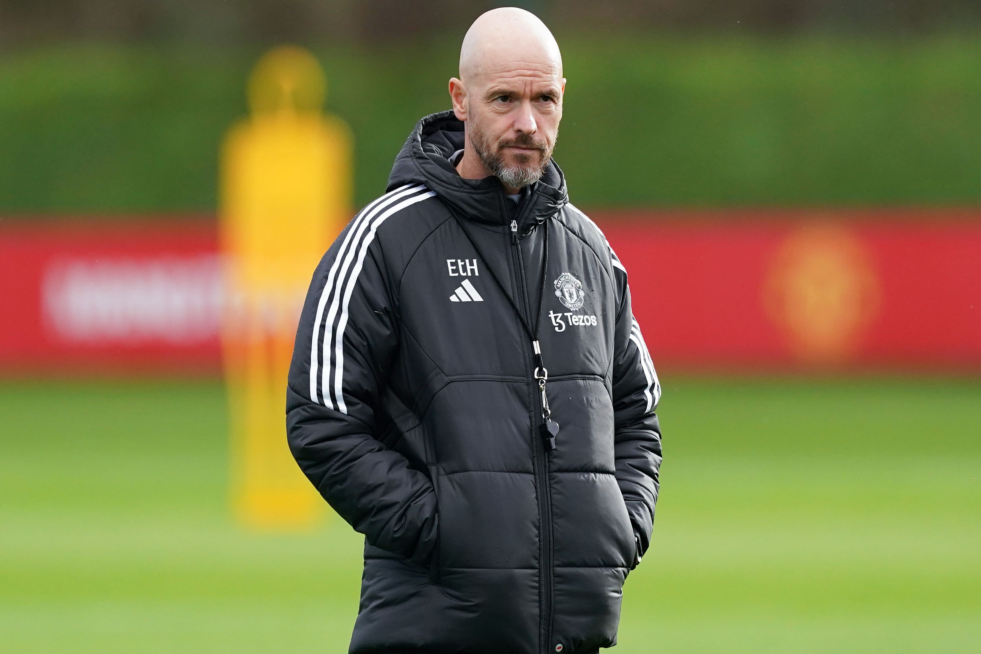 Erik ten Hag will not be on the touchline for his side’s match against Everton (Martin Rickett/PA)