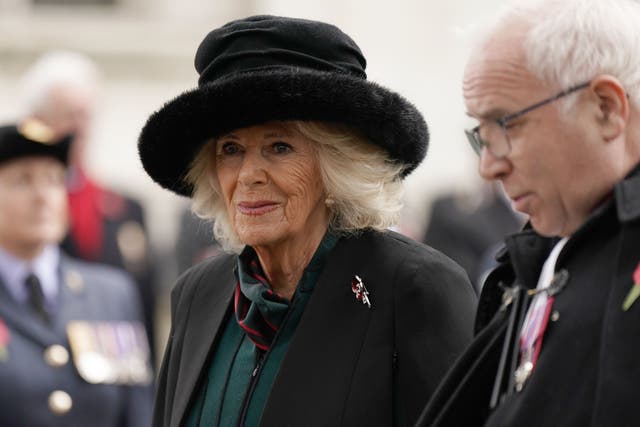 Queen Camilla during a visit to the Field of Remembrance at Westminster Abbey (Aaron Chown/PA)