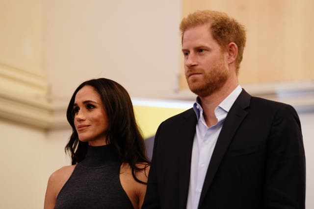 The Duke and Duchess of Sussex joined a ribbon-cutting ceremony at a training centre for military veterans in San Diego (Jordan Pettitt/PA)