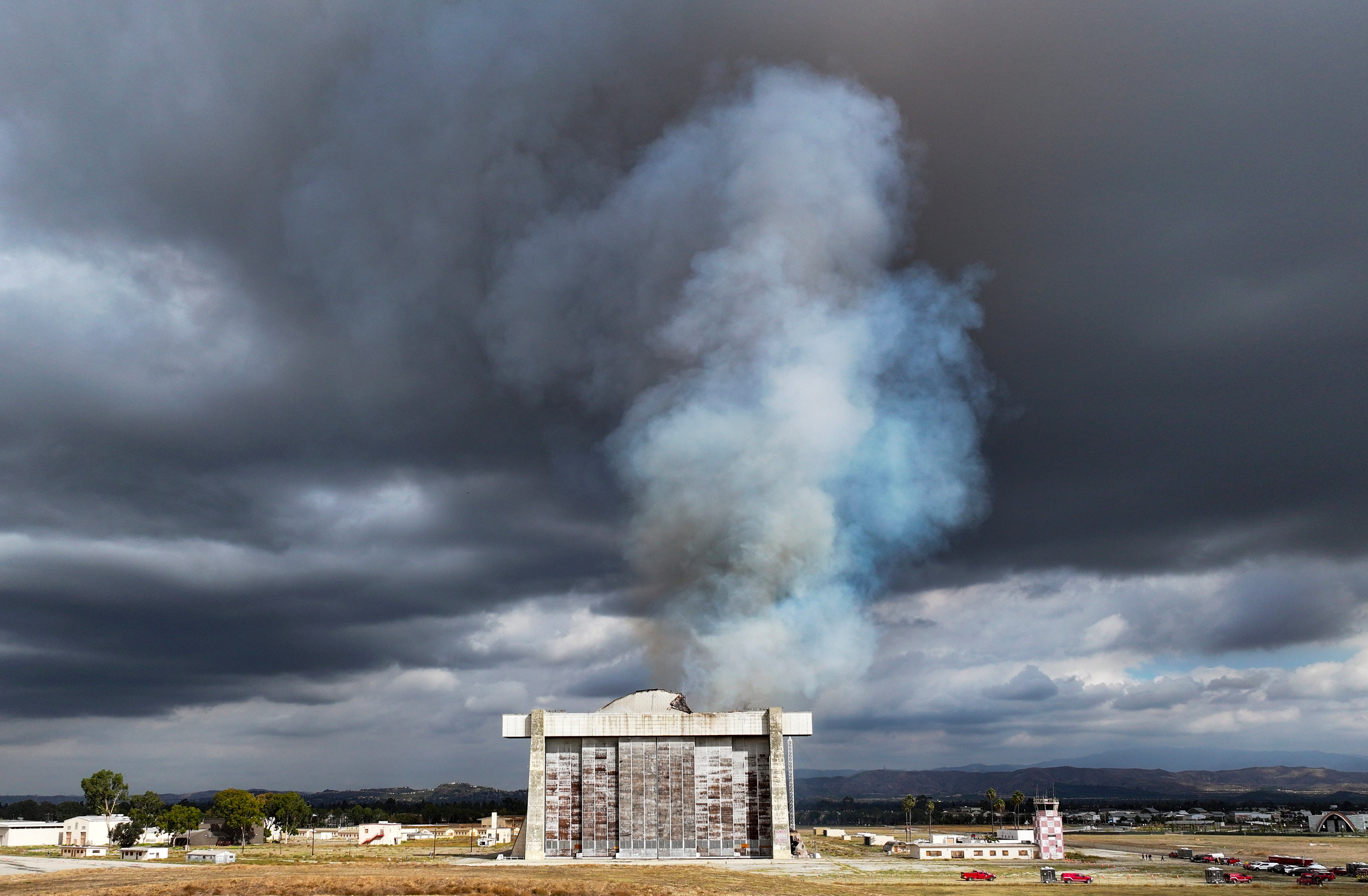 APTOPIX Historic Blimp Hangar Burns