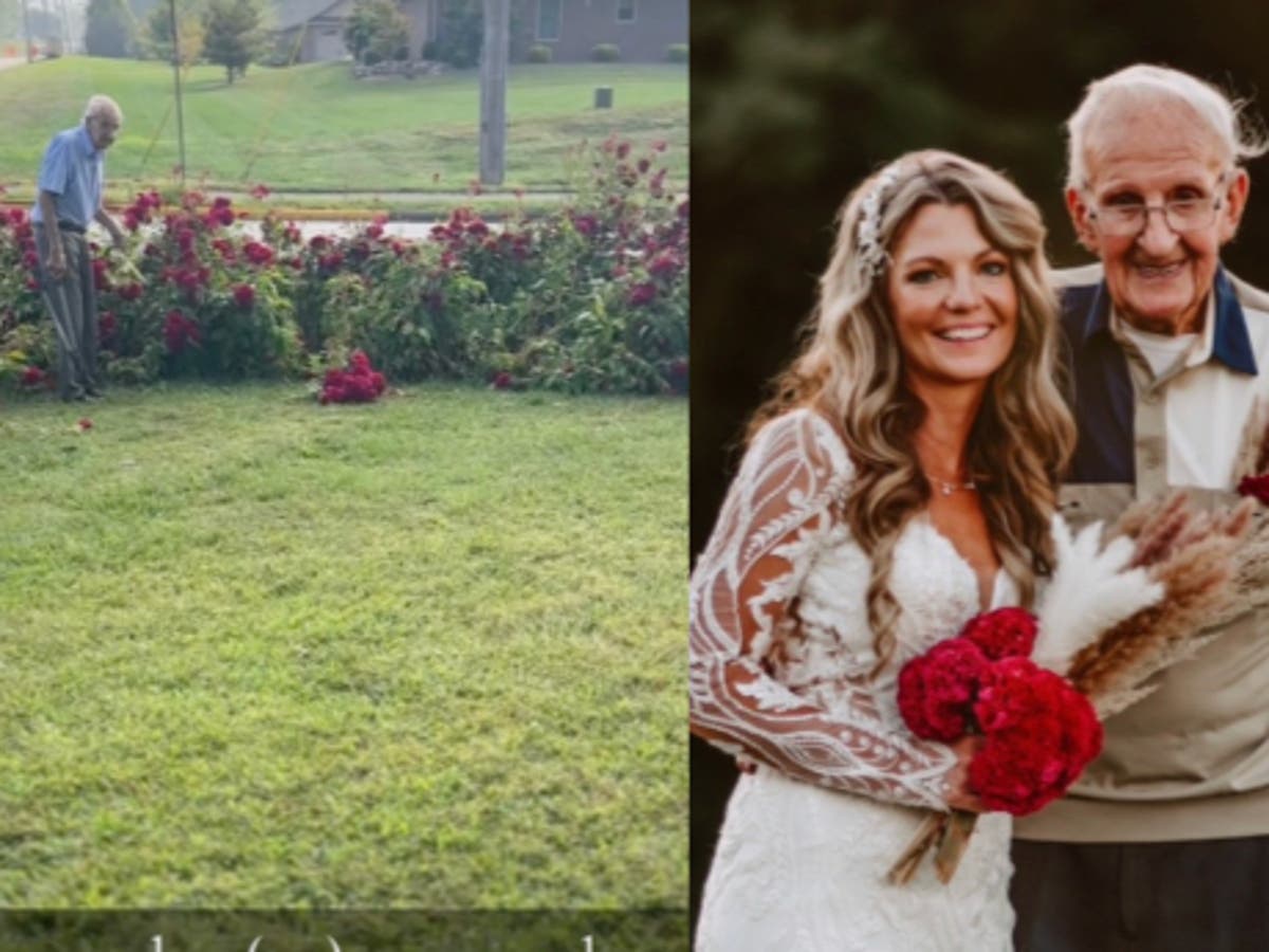 Bride’s grandfather spends 40 years growing her wedding flowers in his garden