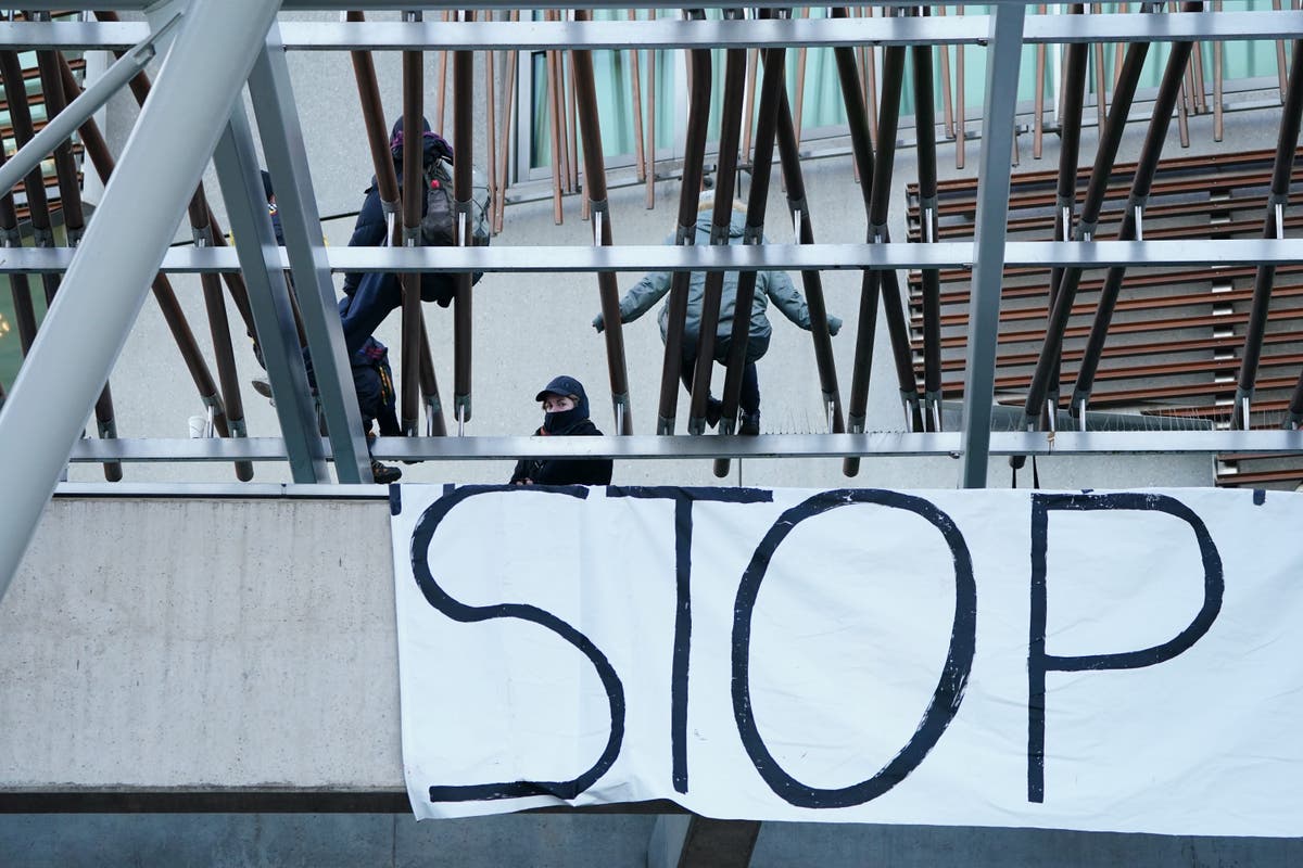 Five arrested after pro-Palestinian protesters scale up Scottish parliament building 