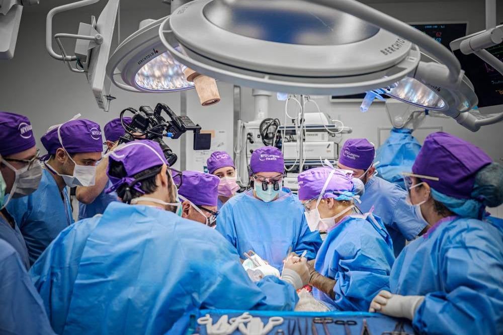 The surgical team at NYU Langone Health. Aaron James, 46, underwent 21 hours of surgery at NYU Langone Health which saw the entire left eye and portion of face transplanted from a single donor.