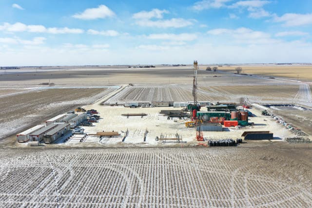 <p>Aerial view of drilling operations by Natural Hydrogen Energy LLC in Nebraska</p>